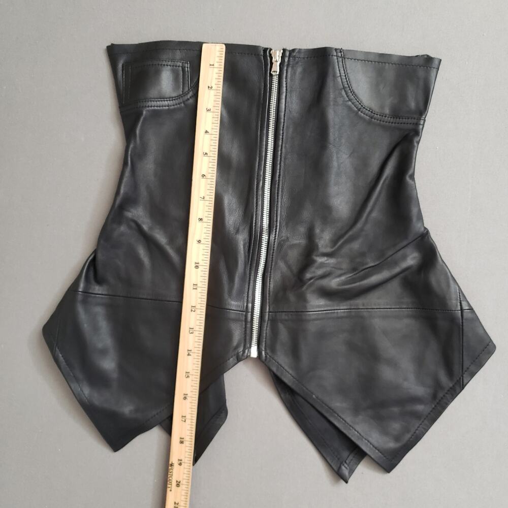 SAMI MIRO VINTAGE Blouse REVOLVE Zip Front Tube Uneven Hem Black Sz S Y2K - Picture 7 of 8